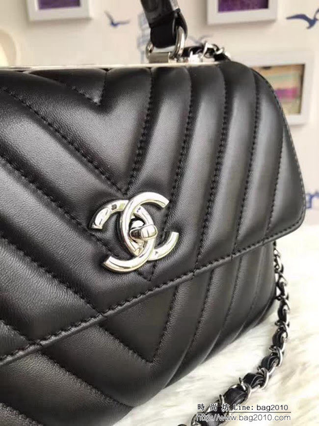 香奈兒CHANEL 92236 V格2018秋冬小羊皮手提肩背斜背鏈條包 DSC1073